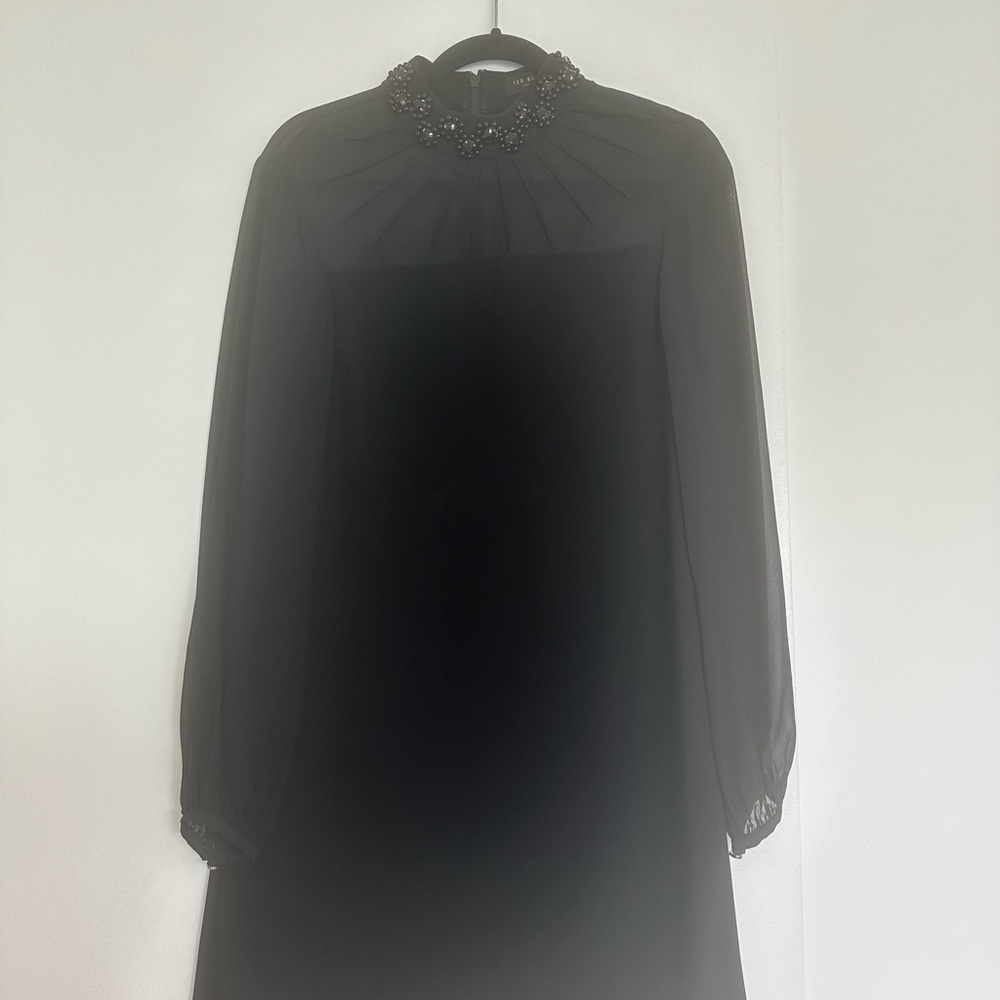Ted Baker Elegant Black Dress with Embellished Neckline